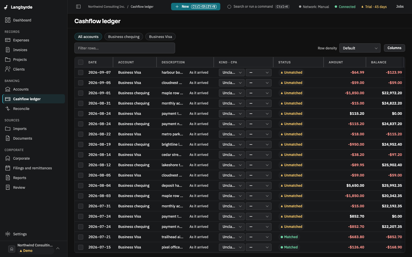 The Cashflow ledger