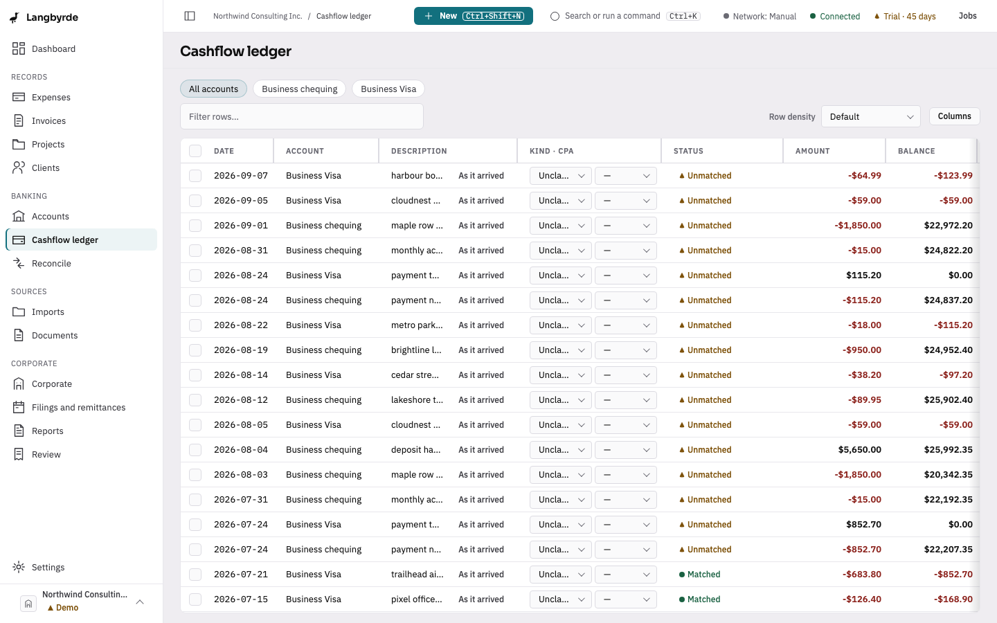 The Cashflow ledger